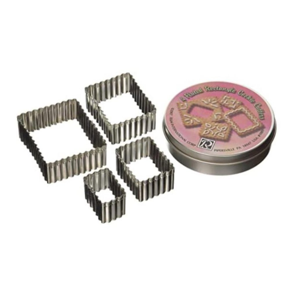 R&M International Fluted Rectangle Cookie and Biscuit Cutters - Set of 4